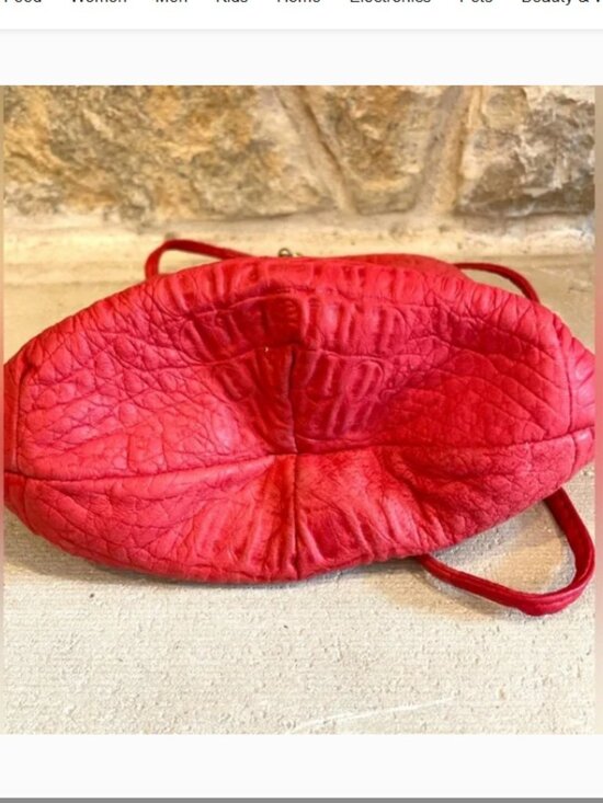 Vintage 1980s Red Leather Crocodile Embossed Purse - Picture 7 of 12